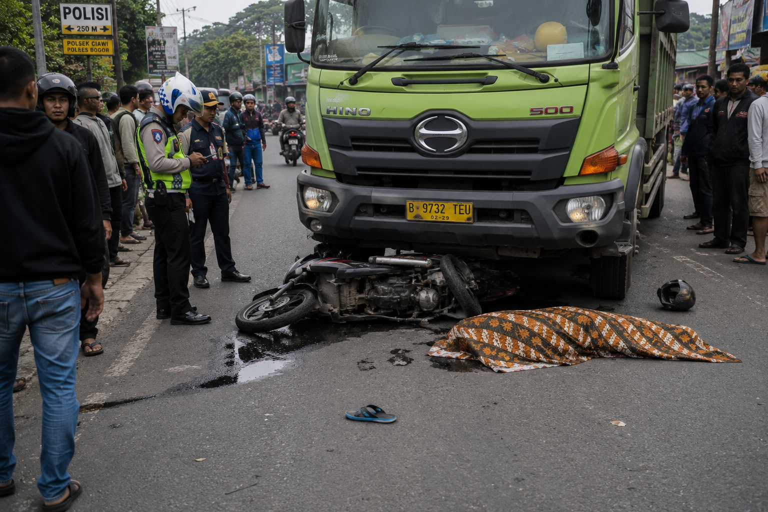 Gagal Menyalip, Penumpang Motor Tewas Terlindas Truk di Bogor